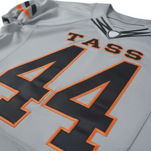 เสื้อฟุตบอลอเมริกันแบบกำหนดเองได้ พร้อมหมายเลข ชื่อทีม ชุดทีมเยือน ปักลายแบบ Tackle Twill ระบายอากาศได้ดี เหมาะสำหรับฤดูร้อน มีไซส์พลัส สำหรับนักกีฬา - Product Image 5