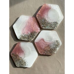 Elegant Resin Coasters Oval and Round Home Decor Display for <b>Beverage</b> <b>Serving</b> <b>Sets</b> - Product Image 2