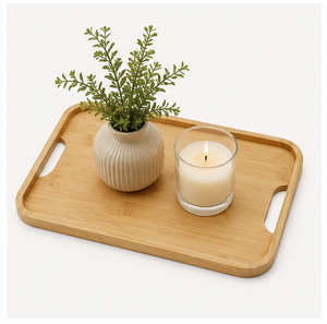 Eco-Friendly Bamboo Serving <b>Tray</b> With Integrated Handles Durable Rectangular Wood <b>Tray</b> For <b>Breakfast</b> Coffee Tea And Home Decor - Product Image 6
