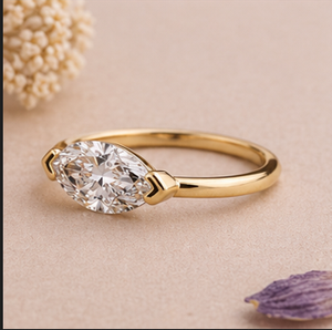 แหวนหมั้นเพชรโมอิสซาไนต์ทรงรีหรูหรา ทอง 14K 18K ประดับเพชรสามเม็ด ดีไซน์เรียบง่าย เหมาะสำหรับทั้งชายและหญิง เครื่องประดับคุณภาพสูง ของขวัญสำหรับงานปาร์ตี้ - Product Image 3