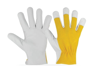 Leather Grain Safety <b>Gloves</b> Breathable Flexible Yellow White <b>Knit</b> Wrist Anti-Slip Fingertips General Purpose Work <b>Gloves</b> - Product Image 6