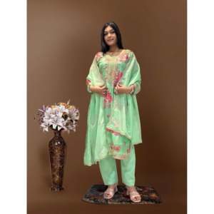 ชุดเสื้อท่อนบนและ dupatta แฟนซีสีเหลืองสำหรับผู้หญิงพร้อมลายปักและลำดับลำดับลำดับลำดับลำดับเหตุการณ์ขนาด M - Product Image 6