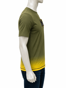 T-shirt unisexe AERO AFI à manches courtes, dégradé olive jaune, séchage rapide, impression par sublimation, logo frontal, 100% coton, haut de sport - Product Image 2