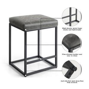 Taburete de Bar de cuero genuino cuadrado moderno industrial con reposapiés taburete de Bar de altura de mostrador para restaurante, Pub, Mostrador de cocina - Product Image 3