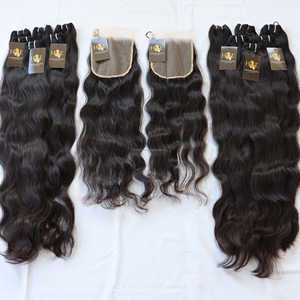 Bundles de cheveux humains vierges droits bruts bouclés de vison brésilien avec fermeture 100% tissage de cheveux humains avec fermeture frontale en dentelle - Product Image 1