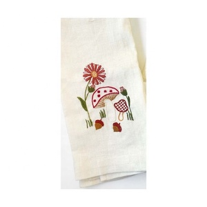 Serviette de cuisine multicolore brodée florale personnalisable en vente directe d'usine en coton biologique pour le dîner et le golf Décoration de mariage et de Pâques - Product Image 2