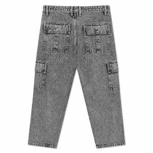 Pantalon cargo en jean personnalisé pour homme, style hip-hop, coupe droite, délavé, couleur unie, automne, OEM ODM - Product Image 3