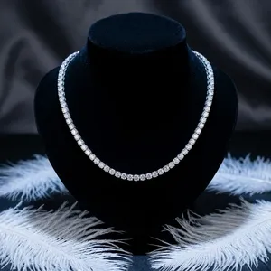 Collar de Tenis de Diamantes de Platino, Corte Brillante, Color D, Diamantes Sintéticos Cultivados en Laboratorio, Certificados por IGI, Chapado en Oro, para Mujer - Product Image 1