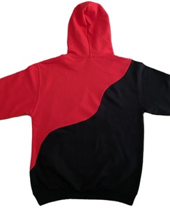 Sweat-shirts bicolores rouge et noir, logos personnalisés, coton molletonné de haute qualité avec poches kangourou, vêtements d'hiver décontractés - Product Image 2