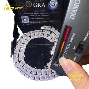 925 <b>Silver</b> Moissanite Diamond Chain <b>Necklace</b> with Gemstone Hip Hop Streetwear Fashion Jewelry <b>for</b> <b>Men</b> - Product Image 1