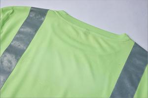 New High-Visibility T <b>Shirt</b> Fluorescent Green Breathable Mesh Fabric Long Sleeve Safety Uniform with Reflective Stripe - Product Image 2
