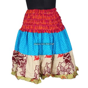 Ethnic Indian Vintage Patch Work Hippie Sari Cotton Mini <b>Skirts</b> Boho Stylish Multi Color Patch Cotton Mini Sexy <b>Skirt</b> For Summer - Product Image 4