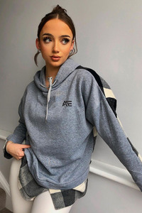 Sweat-shirt à capuche personnalisé pour femme, patchwork à carreaux, coupe oversize, décontracté, streetwear, en molleton, OEM - Product Image 1