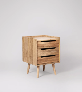 Premium Wooden Nightstand <b>with</b> Three <b>Drawers</b> Midcentury Design Bedroom Storage <b>Side</b> <b>Table</b> Freestanding Home Furniture for Living - Product Image 3