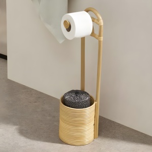 Elegantes portarrollos de papel higiénico de ratán para baños, soporte para rollos de papel higiénico con cesta de almacenamiento. - Product Image 4