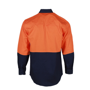 Camisa de Trabajo de Alta Visibilidad para Hombre, Manga Larga, Color Naranja Fluorescente, Amarillo, con Parches - Product Image 2