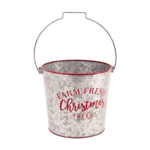 Maceta Redonda de Metal Galvanizado con Diseño de Copos de Nieve Rojos y Blancos para Plantar Flores - Product Image 3