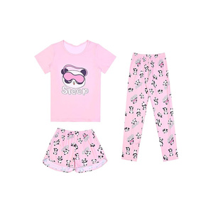 Conjunto de Pijama para Bebés Niñas con Estampado de Corazones Rosados, Camiseta y Pantalones Cortos, 95% Algodón, Transpirable, Ropa de Dormir para Verano y Otoño, Cuello Redondo, Manga Corta - Product Image 5
