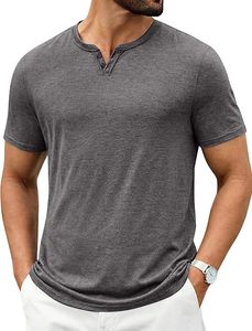 Camisetas de Hombre, Cuello en V, Holgadas, de Poliéster/Viscosa/Spandex, Color Sólido, Tejido Transpirable, Tallas S - 4XL Disponibles - Product Image 3