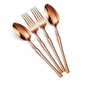 Ensemble de couverts en or rose, 4 pièces, acier inoxydable, finition miroir, couverts modernes pour la maison, l'hôtel, le restaurant, les mariages et les réceptions - Product Image 1
