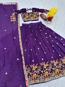 Nuevo conjunto de lehenga-choli y dupatta de chinon con bordado y cordón, para uso ocasional, a precio de mayoreo. - Product Image 2