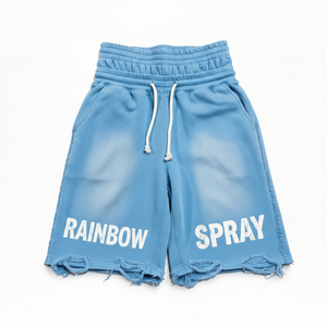 Custom Men's Summer Shorts Heavyweight Cotton Retro Washed Double Waist Rainbow <b>Spray</b> Street <b>Style</b> Casual Shorts - Product Image 1