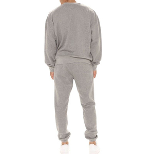 Conjunto de Chándal Gris Jaspeado Personalizado al por Mayor para Hombre, Sudadera Oversize de Cuello Redondo y Jogger de Forro Polar Pesado de 350 g/m² - Product Image 4