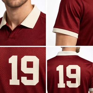 Custom Men’s Teamwear Sportswear Breathable Maroon Retro Polo Jersey Short Sleeve Athletic Shirt Wholesale Custom Logo - Product Image 4