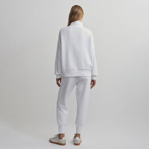 Sudadera transpirable para mujer con cuello alto y cremallera de un cuarto, 100% algodón, ligera, de secado rápido, estilo urbano. - Product Image 6