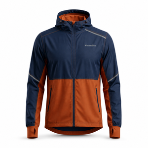Custom Design Custom Logo Men's Hooded Bomber Jacket Waterproof for Softshell Polyester Fabric Outdoor Running Sports - Product Image 5