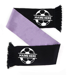 Breathable Football <b>Scarf</b> <b>Black</b> Purple Acrylic Long Sporty Winter Fan Supporter <b>Scarf</b> With Name Printed - Product Image 2