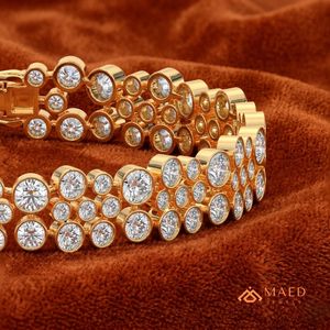 สร้อยข้อมือเทนนิสโมอิสซาไนต์สีทองสำหรับผู้หญิง สร้อยข้อมือแบบโซ่และแบบเชื่อมต่อหลายแถว เครื่องประดับแฟชั่นสุดหรู ชุดของขวัญวันครบรอบสุดสง่างาม - Product Image 3