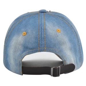 Casquette de baseball en jean vieilli personnalisée avec strass cloutés, ornée de cristaux scintillants, ajustable, vente en gros - Product Image 6