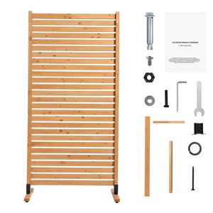 Paravent d'intimité en bois 36 po (L) x 76 po (H) autoportant pliable pour extérieur, panneau décoratif pour patio - Product Image 1