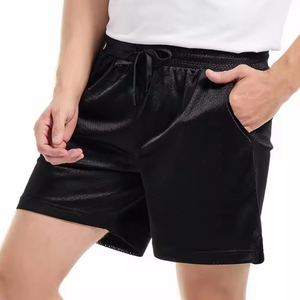 Shorts Bermuda en maille blanche pour homme avec cordon de serrage à la taille et poches, style décontracté respirant - Product Image 5