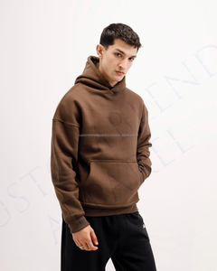 Sweat à capuche pour hommes 540 GSM de haute qualité marron essentiel coupe régulière unisexe super doux polaire imprimé brodé automne sweats à capuche - Product Image 2
