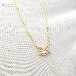 พร้อมจัดส่ง สร้อยคอจี้เพชรขาว IGI Certified 0.16 กะรัต น้ำหนักรวม พร้อมจี้รูปผีเสื้อทองคำแท้ 14k ขายส่งจำนวนมาก - Product Image 3