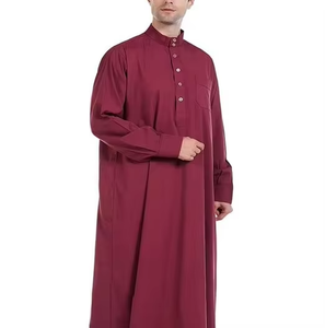 Wholesale Premium Cotton Stand Collar Modest Thobe <b>Islamic</b> Eid Plus Size Floor Length Short Sleeve Quick Dry Breathable Loose - Product Image 5
