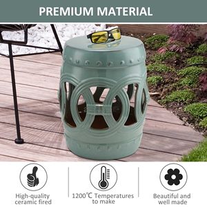 "Porcelain <b>Garden</b> <b>Stool</b> with Antique Blue Knotted Ring Design and Durable Glazed Finish" - Product Image 4