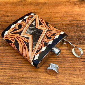 Newest Luxury Customized Hand <b>Tooled</b> <b>Leather</b> Premium Heavy Duty Hip Flask Holder Case Personalized Genuibe Cowhide <b>Leather</b> Flask - Product Image 2