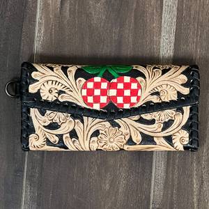 Carteras de mano de cuero genuino para mujer, nuevas y elegantes, con tarjetero y monedero con diseño a cuadros de cereza, ideales para compras. - Product Image 4