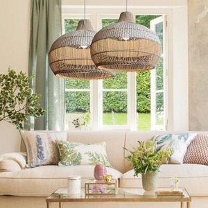 Vente en gros Lustre côtier en bambou écologique Fabriqué à la main Abat-jour minimaliste tissé en rotin blanc léger et durable - Product Image 5