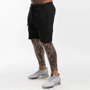 Custom Logo Mens Fleece Gym Shorts Casual <b>Athletic</b> Sweat Shorts Grey Cotton French Terry Drawstring Shorts With Zipper Pocket - Product Image 3