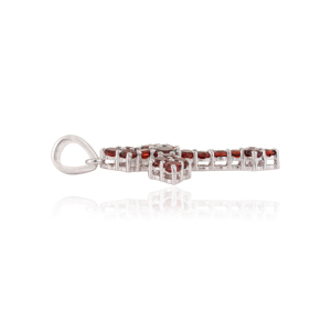 Pendentif croix avec pierres grenats en argent 925 serti griffe, charme religieux chrétien, bijou unisexe - Product Image 5