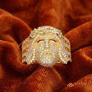 Men's Jesus Moissanite <b>Ring</b> Gold Tone <b>Iced</b> Out Christian Hip Hop Statement <b>Ring</b> Luxury Jewelry Gift for Men - Product Image 5