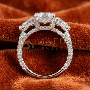 Moissanite Radiant Three <b>Stone</b> Ring for Women Silver Tone Engagement Anniversary Jewelry Elegant Daily Style - Product Image 2