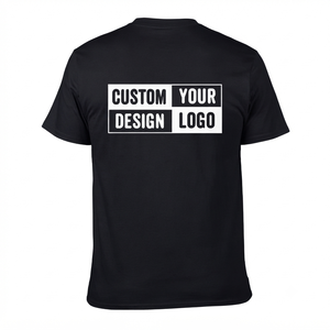 Camiseta Negra Personalizada para Hombre, Manga Corta, Cuello Redondo, Corte Regular, Logotipo Impreso en la Espalda, Estilo Casual, Algodón Jersey - Product Image 1