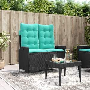 Banc de jardin inclinable 2 places en rotin PE noir – Catégorie de produits : Bancs de patio - Product Image 1