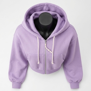 Hoodie court personnalisable pour femme, respirant, 100% coton, écologique, séchage rapide, décontracté - Product Image 4