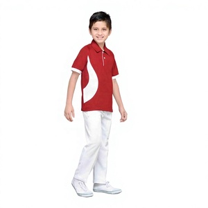 Custom Design Boys Solid Polo T-Shirt and Pants Set Polyester Short Sleeve Sports Uniform with SMART FABRIC for School - Product Image 2